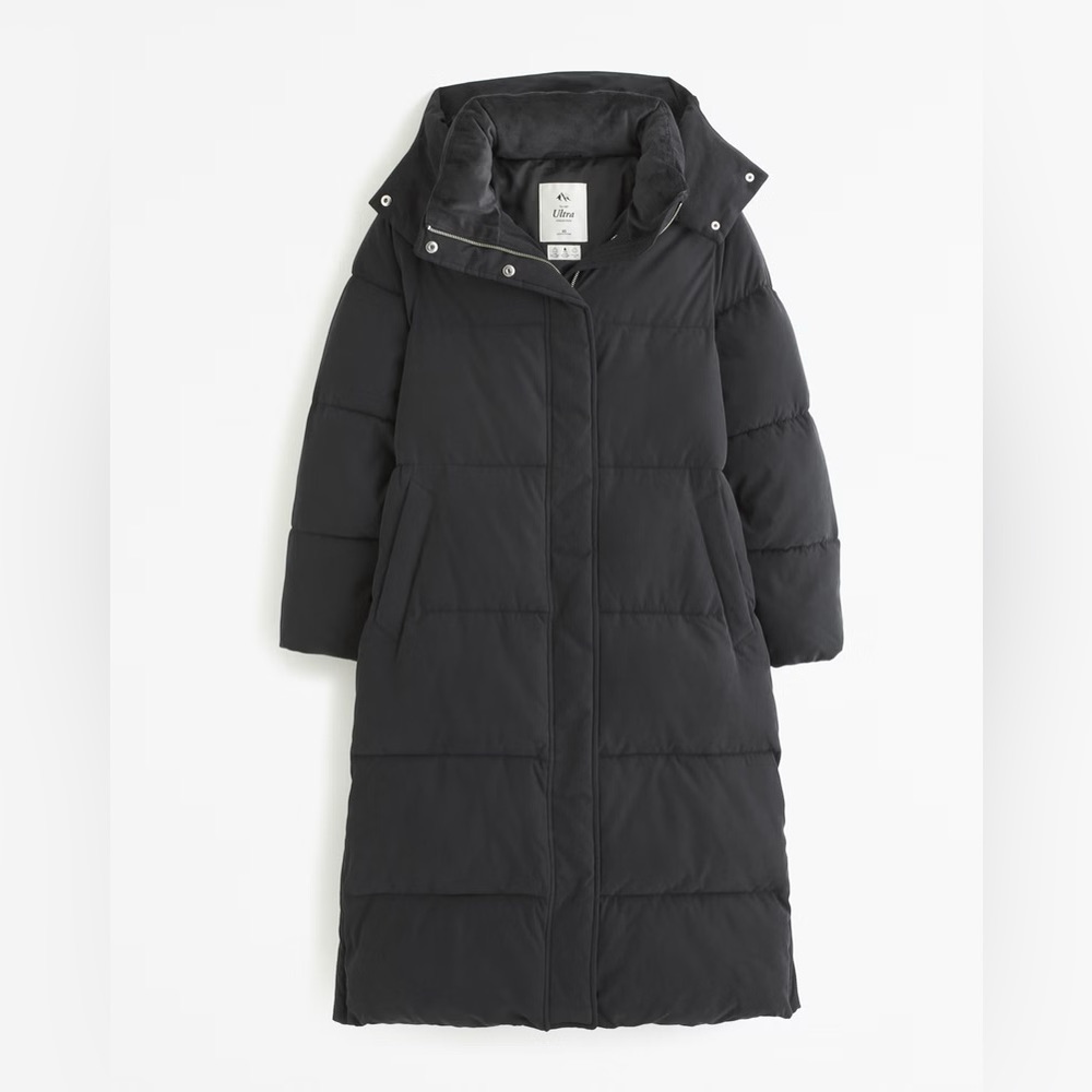 Abercombie XS Ultra long puffer coat jacket black
